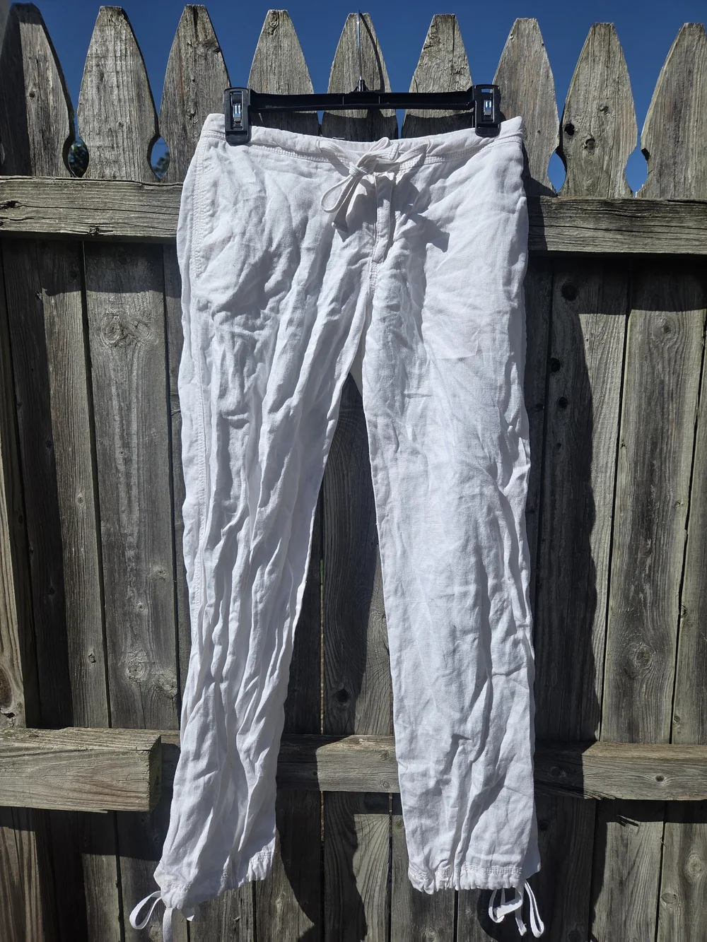 H&M Divided White Drawstring Linen Blend Women's Pants